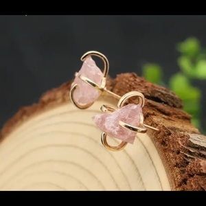 Handmade amethyst stone irregular gold plated earrings